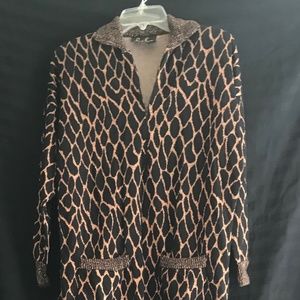 1980s Lucie Ann Lounge Wear Metallic Bronze Black Set sz S